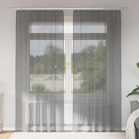 Cortinas de gasa con trabillas 2 uds gris oscuro 140x245 cm de , Cortinas y visillos - Ref: Foro24-4102274, Precio: 15,15 €, ...