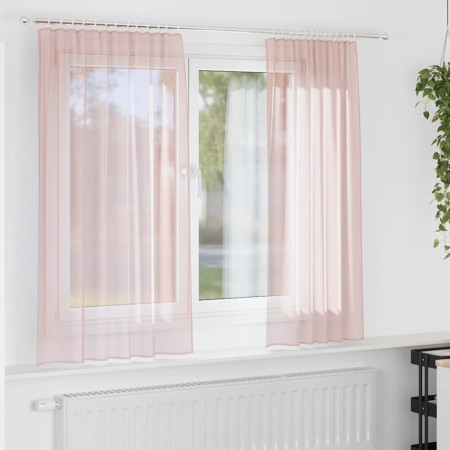 Cortinas de gasa con trabillas 2 uds rosa claro 140x140 cm de , Cortinas y visillos - Ref: Foro24-4102276, Precio: 14,47 €, D...