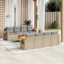 Set de sofás de jardín 9 pzas con cojines ratán sintético beige en Conjuntos de jardín | Comprar online en Foru.es