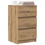 Mesilla de noche con 3 cajones roble artesanal 39x35x65 cm de , Mesitas de noche - Ref: Foro24-861353, Precio: 63,91 €, Descu...
