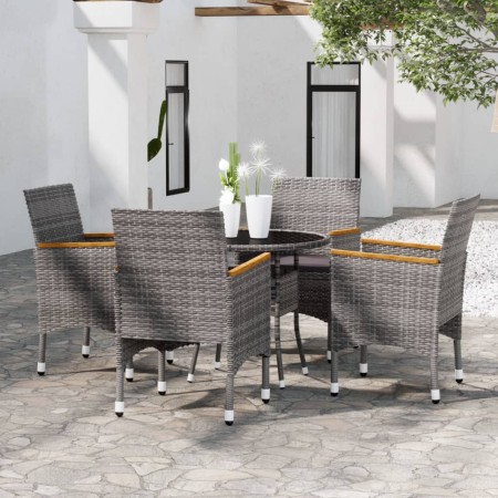 Juego de comedor de jardín 5 piezas ratán sintético gris de vidaXL, Conjuntos de jardín - Ref: Foro24-3058495, Precio: 364,59...