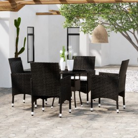 Juego de comedor para jardín 5 piezas ratán sintético negro de vidaXL, Conjuntos de jardín - Ref: Foro24-3058488, Precio: 313...