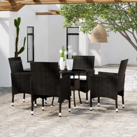 Juego de comedor para jardín 5 piezas ratán sintético negro de vidaXL, Conjuntos de jardín - Ref: Foro24-3058488, Precio: 313...