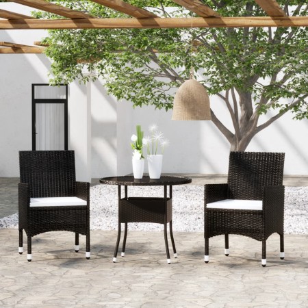 Juego de comedor para jardín 3 piezas ratán sintético negro de vidaXL, Conjuntos de jardín - Ref: Foro24-3058478, Precio: 226...