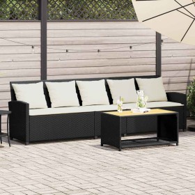 Sofá de jardín de 5 plazas con cojines ratán sintético negro de , Conjuntos de jardín - Ref: Foro24-4104111, Precio: 287,17 €...