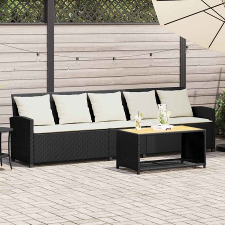 Sofá de jardín de 5 plazas con cojines ratán sintético negro de , Conjuntos de jardín - Ref: Foro24-4104111, Precio: 287,17 €...