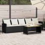 Sofá de jardín de 5 plazas con cojines ratán sintético negro de , Conjuntos de jardín - Ref: Foro24-4104111, Precio: 287,17 €...