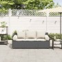 Sofá de jardín de 3 plazas con cojines ratán sintético negro de , Sofás de exterior - Ref: Foro24-4104172, Precio: 218,28 €, ...