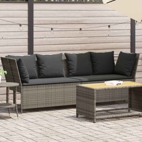 Sofá de jardín con cojines ratán sintético gris de , Sofás de exterior - Ref: Foro24-4104124, Precio: 275,35 €, Descuento: %
