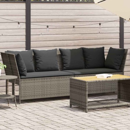 Sofá de jardín con cojines ratán sintético gris de , Sofás de exterior - Ref: Foro24-4104124, Precio: 275,35 €, Descuento: %