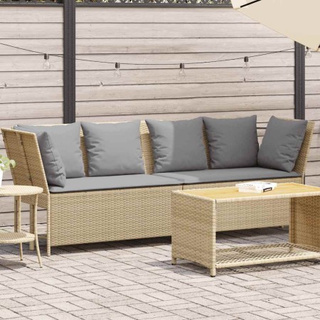 Sofá de jardín con cojines ratán sintético beige de , Sofás de exterior - Ref: Foro24-4104126, Precio: 275,35 €, Descuento: %