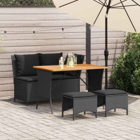 Juego comedor jardín 4 piezas con cojines ratán sintético negro de , Conjuntos de jardín - Ref: Foro24-4104132, Precio: 298,7...