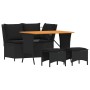 Juego comedor jardín 4 piezas con cojines ratán sintético negro de , Conjuntos de jardín - Ref: Foro24-4104132, Precio: 298,7...