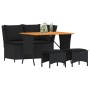 Juego comedor jardín 4 piezas con cojines ratán sintético negro de , Conjuntos de jardín - Ref: Foro24-4104132, Precio: 298,7...