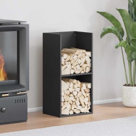 Leñero negro 40x30x80 cm Acero laminado en frío de , Bolsas y soportes de leña - Ref: Foro24-864187, Precio: 85,86 €, Descuen...