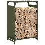 Leñero verde oliva 44x28x65 cm Acero laminado en frío de , Bolsas y soportes de leña - Ref: Foro24-864198, Precio: 52,76 €, D...