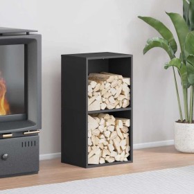 Leñero negro 40x30x75 cm Acero laminado en frío de , Bolsas y soportes de leña - Ref: Foro24-864191, Precio: 83,60 €, Descuen...