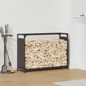 Leñero negro 90x28x65 cm Acero laminado en frío de , Bolsas y soportes de leña - Ref: Foro24-864203, Precio: 60,66 €, Descuen...