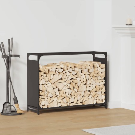 Leñero negro 90x28x65 cm Acero laminado en frío de , Bolsas y soportes de leña - Ref: Foro24-864203, Precio: 60,66 €, Descuen...