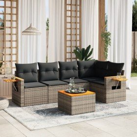 Set de muebles de jardín 6 pzas y cojines ratán sintético gris en Conjuntos de jardín | Comprar online en Foru.es
