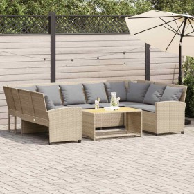 Sofá de jardín con cojines ratán sintético beige de , Conjuntos de jardín - Ref: Foro24-3365333, Precio: 570,50 €, Descuento: %