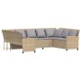 Sofá de jardín con cojines ratán sintético beige de , Conjuntos de jardín - Ref: Foro24-3365333, Precio: 570,50 €, Descuento: %