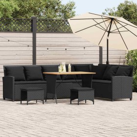 Set de sofás de jardín en forma de L con cojines 4 pzas negro de , Conjuntos de jardín - Ref: Foro24-3365325, Precio: 582,92 ...
