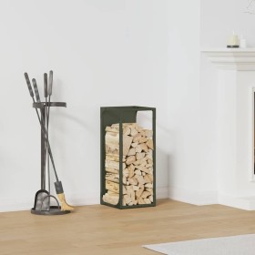 Leñero verde oliva 25x25x60 cm Acero laminado en frío de , Bolsas y soportes de leña - Ref: Foro24-864262, Precio: 38,04 €, D...