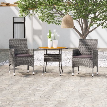 Juego comedor de jardín 3 piezas ratán sintético gris de vidaXL, Conjuntos de jardín - Ref: Foro24-3058483, Precio: 220,60 €,...