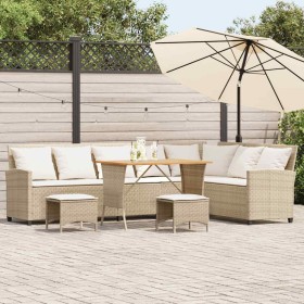 Juego de sofás de jardín en forma de L con cojines 4 pzas beige de , Conjuntos de jardín - Ref: Foro24-3365327, Precio: 592,6...
