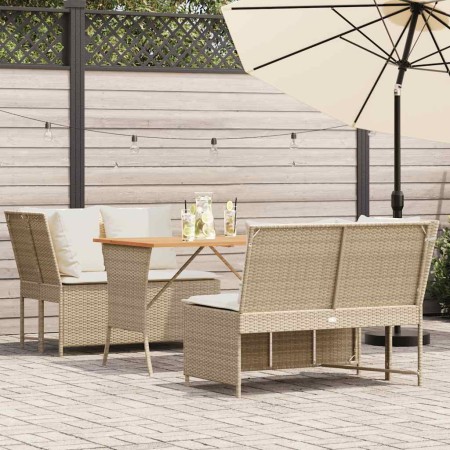 Juego de sofás de jardín con cojines beige 3 pzas ratán PE de , Conjuntos de jardín - Ref: Foro24-3365344, Precio: 383,01 €, ...