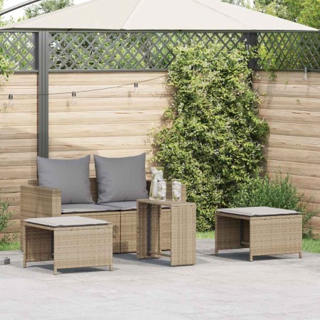 Set de muebles de jardín con cojines apilables 5 pzas beige de , Sofás de exterior - Ref: Foro24-4104166, Precio: 250,75 €, D...