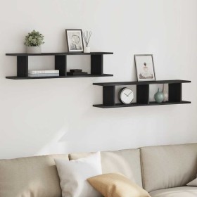 Estantes de pared 2 uds roble negro 90x18x20 cm de , Estantes y estanterías - Ref: Foro24-862061, Precio: 42,92 €, Descuento: %