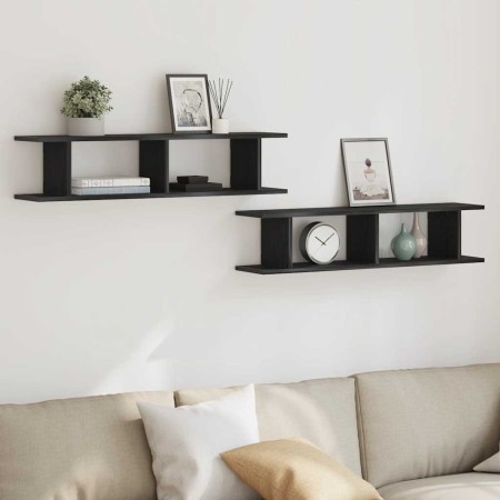Estantes de pared 2 uds roble negro 90x18x20 cm de , Estantes y estanterías - Ref: Foro24-862061, Precio: 42,92 €, Descuento: %