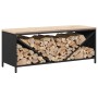 Leñero con tablero de madera negro 100,5x35,5x40 cm de , Bolsas y soportes de leña - Ref: Foro24-864255, Precio: 105,39 €, De...