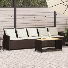 Sofá de jardín con cojines 5 plazas ratán sintético marrón de , Conjuntos de jardín - Ref: Foro24-4104113, Precio: 296,47 €, ...