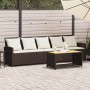 Sofá de jardín con cojines 5 plazas ratán sintético marrón de , Conjuntos de jardín - Ref: Foro24-4104113, Precio: 296,47 €, ...