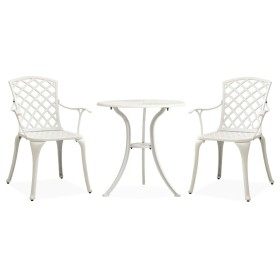 Mesa y sillas de bistró 3 piezas aluminio fundido blanco de vidaXL, Conjuntos de jardín - Ref: Foro24-315593, Precio: 290,44 ...