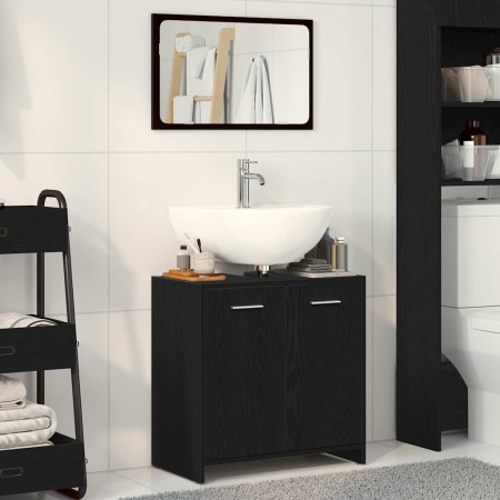 Mueble de baño con espejo de madera de ingeniería roble negro de , Muebles de baño - Ref: Foro24-862014, Precio: 67,69 €, Des...
