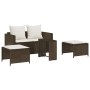 Set de muebles de jardín con cojines apilables 5 pzas marrón de , Sofás de exterior - Ref: Foro24-4104164, Precio: 250,75 €, ...