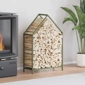 Leñero verde oliva 60x25x90 cm Acero laminado en frío de , Bolsas y soportes de leña - Ref: Foro24-864310, Precio: 40,29 €, D...