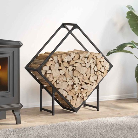 Leñero negro 80x25x80 cm Acero laminado en frío de , Bolsas y soportes de leña - Ref: Foro24-864283, Precio: 34,53 €, Descuen...