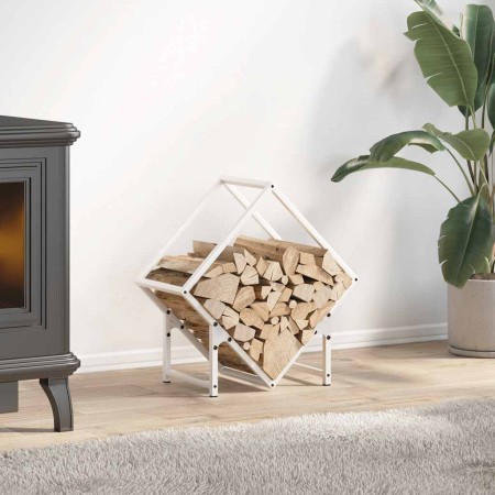 Leñero blanco 50x25x50 cm Acero laminado en frío de , Bolsas y soportes de leña - Ref: Foro24-864276, Precio: 32,00 €, Descue...