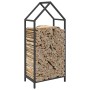 Leñero negro 40x25x90 cm Acero laminado en frío de , Bolsas y soportes de leña - Ref: Foro24-864295, Precio: 41,33 €, Descuen...