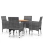 Juego de comedor de jardín 5 piezas ratán sintético gris de vidaXL, Conjuntos de jardín - Ref: Foro24-3058493, Precio: 316,69...