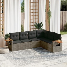 Set de muebles de jardín 6 pzas y cojines ratán sintético gris en Conjuntos de jardín | Comprar online en Foru.es