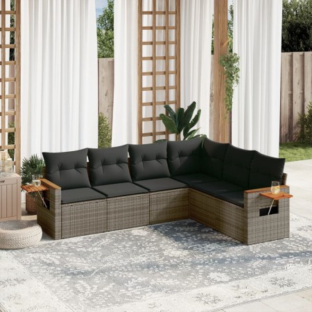Set de muebles de jardín 6 pzas y cojines ratán sintético gris en Conjuntos de jardín | Comprar online en Foru.es