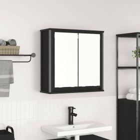 Mueble de baño de pared con espejo roble negro 60x21x60 cm de , Tocadores de baño - Ref: Foro24-861897, Precio: 70,40 €, Desc...