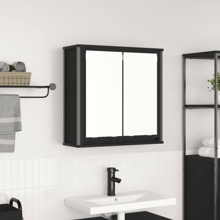 Mueble de baño de pared con espejo roble negro 60x21x60 cm de , Tocadores de baño - Ref: Foro24-861897, Precio: 70,40 €, Desc...