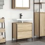 Mueble de baño con lavabo y cajones roble Sonoma 60x34,5x60 cm de , Tocadores de baño - Ref: Foro24-861883, Precio: 66,59 €, ...